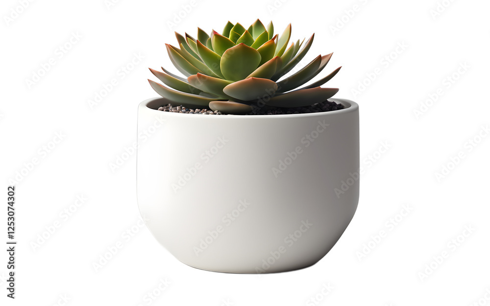 Aufkleber a small potted succulent in a minimalist white planter on a empty plain background