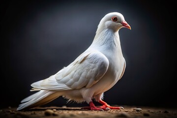Obraz premium Miniature White Dove on Black: Tilt-Shift Photography Stock Image