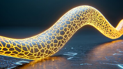 Naklejka premium Glowing Abstract Polygonal Shapes in Dark Background