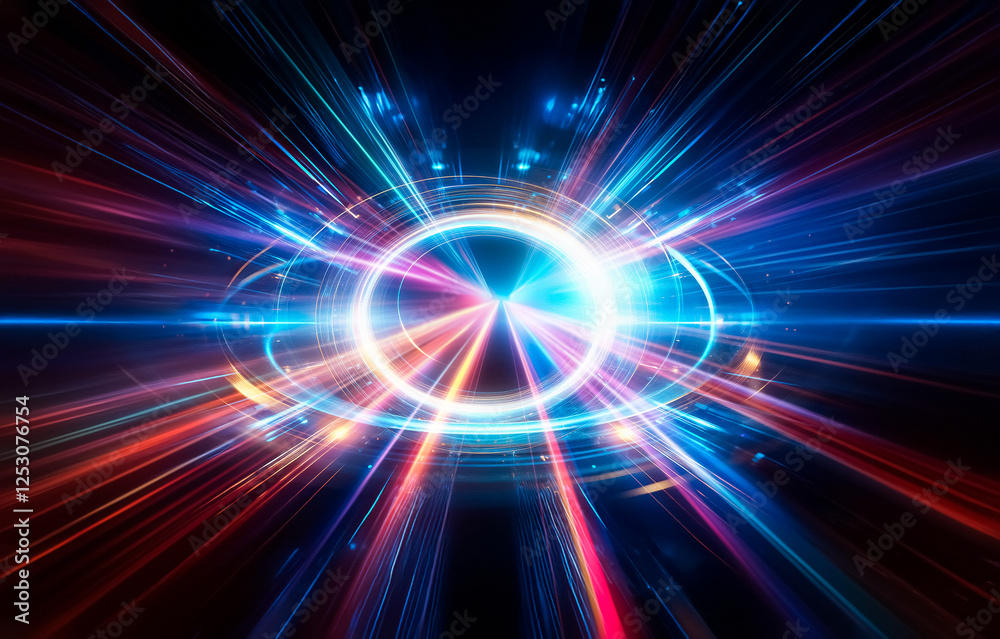Poster Abstract background of glowing lines converging in the center, radiating out in a burst of color.