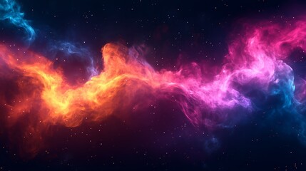 Obraz premium Fantasy Nebula with Fiery Waves in Deep Space - Made with Generative AI