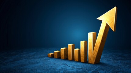 Gold Growth Trend Graph on Dark Blue Background