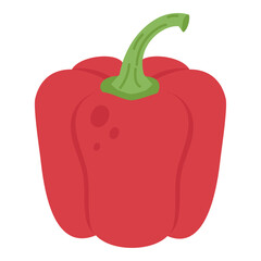 Red Bell Pepper HandDrawn Illustration on White Background