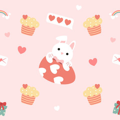 Valentines day seamless background with romantic symbols.