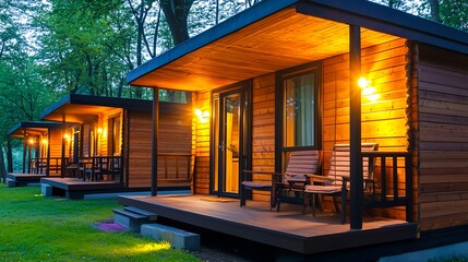 Cozy Cabin Getaway: Illuminated Wooden Cottages - Sustainable tourism