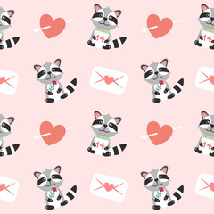 Valentines day seamless background with romantic symbols.