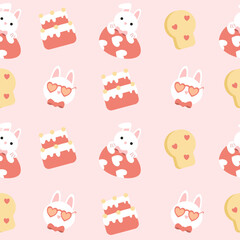 Valentines day seamless background with romantic symbols.