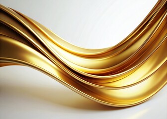 Minimalist Golden Curves Abstract Background: Elegant White & Gold Design