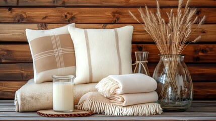 Cozy Cream & Beige Home Decor Pillows Blankets - Hygge