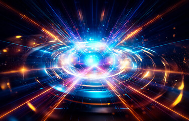 Obraz premium Abstract burst of light with blue, pink, and purple colors.