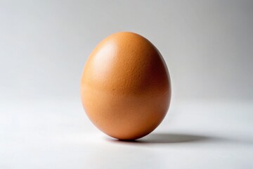 Minimalist Laying Hen: Single Brown Egg & White Background