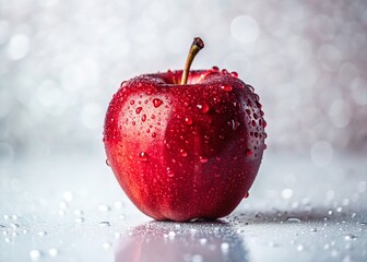 Minimalist Photography: Juicy Red Apples with Water Droplets