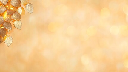 Golden Holiday Lights Garland Bokeh Background