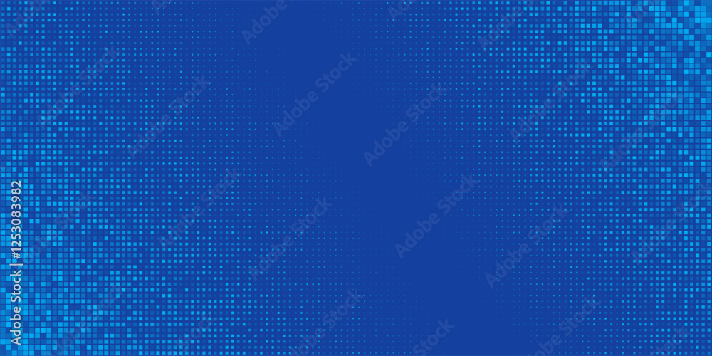 Poster blue pixel background. abstract digital pattern with square elements grid. futuristic dotted mesh wi