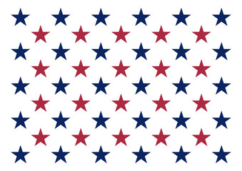 Stars background colored in USA flag colors. Red and blue stars isolated on transparent. Patriotic American-style pattern. Abstract vector illustration for memorial day or election campaign.