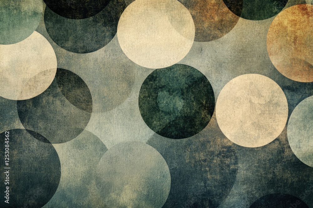 Fototapete abstract background with overlapping circles in muted earth tones and textured surface.