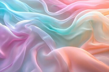 Obraz premium Soft pastel ombre chiffon fabric with gentle folds and flowing texture, creating a dreamy aesthetic.