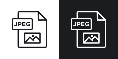 Jpg icons in black and white liner strokes for web design.