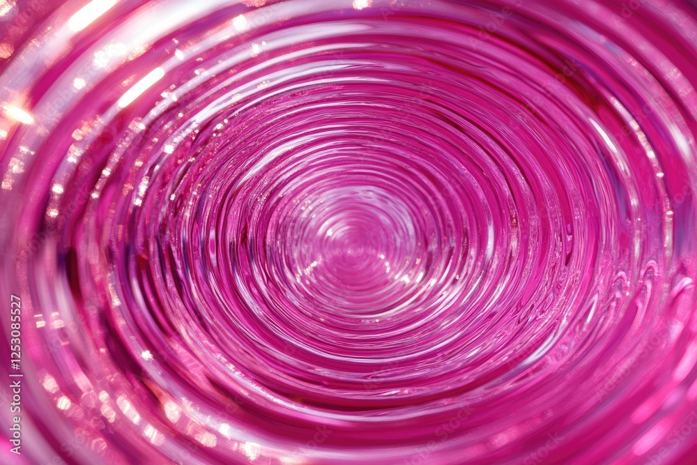 Poster abstract pink swirling vortex, resembling a tunnel or whirlpool, with concentric circles and glossy 
