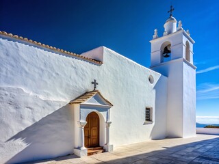 Fototapeta premium Minimalist Whitewashed Church, Casares, Andalusia, Spain: Sunlit Architecture