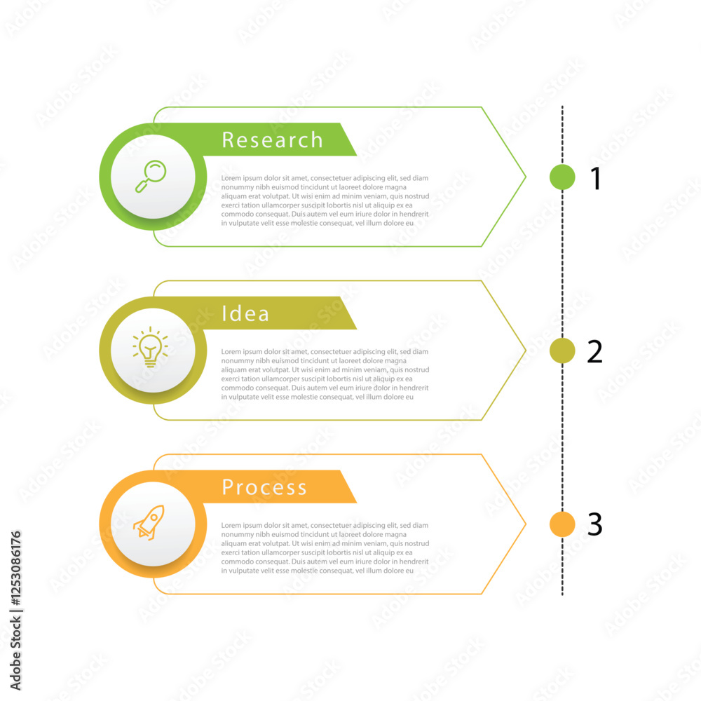 Aufkleber 3 step vertical infographic template with icons can be used for workflow layout, business presentation and web graphic design 