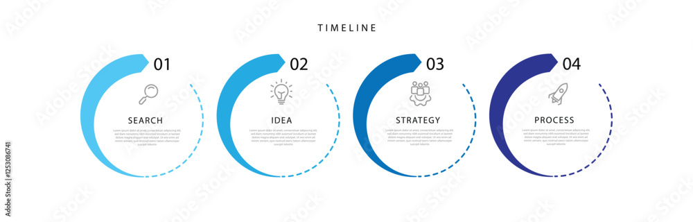 Aufkleber Infographic template vector with 4 slide circle process can be used for workflow, business presentation and web graphic design 