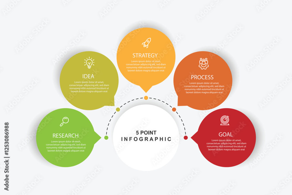 Poster banner template infographic vector with 5 step circle.