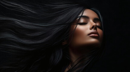 Fototapeta premium Indian woman with long and shiny hair | Indian model girl with long flowing hair