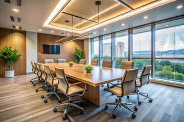 Modern Empty Conference Room: Stylish Contemporary Business Interior Design Stock Photo