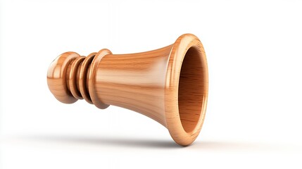 Light Brown Wooden Chess Bishop on White Background