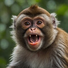 Obraz premium A cheeky monkey sticking out its tongue.