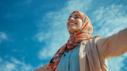 Portrait of a Arab woman looking confident in a sky background | Emirati successful buisness woman | Woman empowerment
