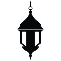 Islamic Lanterns Silhouette Vector Design for Ramadan Decoration, Arabic Ornament Icons in Black and White