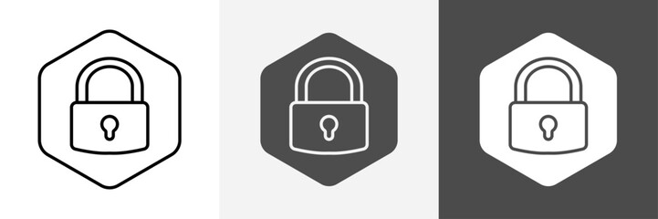 Shield with padlock icon set vector art