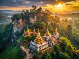 Mystical Pindaya Caves: Bokeh-Effect Photo of Ancient Buddhist Temple in Myanmar