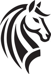 Tribal-Style Horse Head Vector Illustration Black and White

