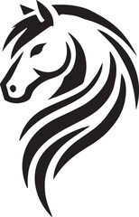 Obraz premium Tribal-Style Horse Head Vector Illustration Black and White