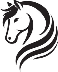 Tribal-Style Horse Head Vector Illustration Black and White


