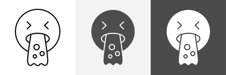 Vomiting emoji Icon set vector art