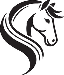Tribal-Style Horse Head Vector Illustration Black and White

