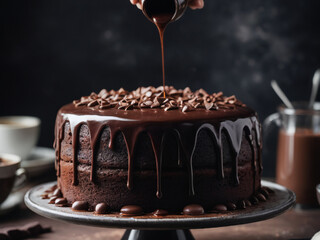 Decadent Homemade Chocolate Cake with Rich Chocolate Glaze – Perfect for Dessert Lovers