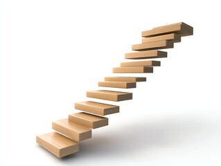 Fototapeta premium Modern floating wooden staircase design concept with minimalistic style.