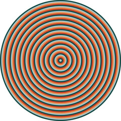 Obraz premium Visual effect created by dark green, light blue, orange and red circles getting progressively smaller