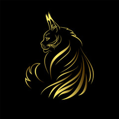Stylized Maine Coon Cat in Gold Color