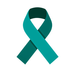 Cervical cancer ribbon icon. Cancer awareness ribbon vector symbol in teal color. Different colour of ribbon isolated on white background in PNG format. So you can use and edit this vector easily! :) 