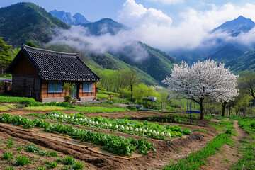 green vegetable garden with many vegetables