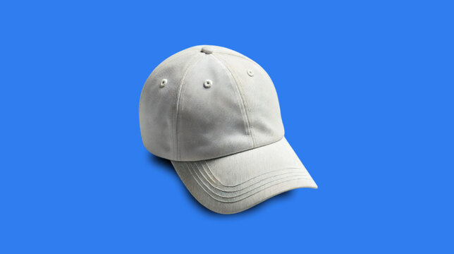 Mockup de bon&eacute; branco lado direito em fundo azul