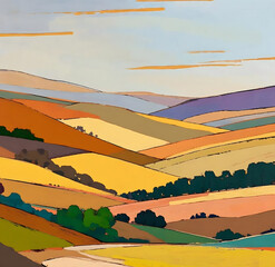 landscape with hills and mountains