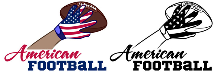 american football lettering with usa flag vector