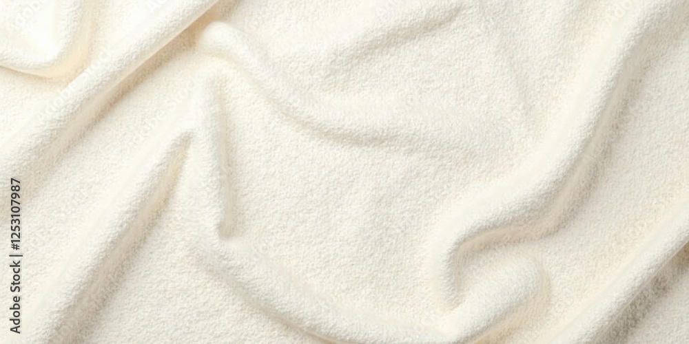 Poster cream-colored soft fabric draped luxuriously, showing texture and subtle waves for design inspiratio